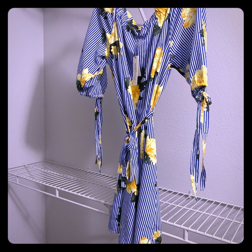 Flower print and stripped dress